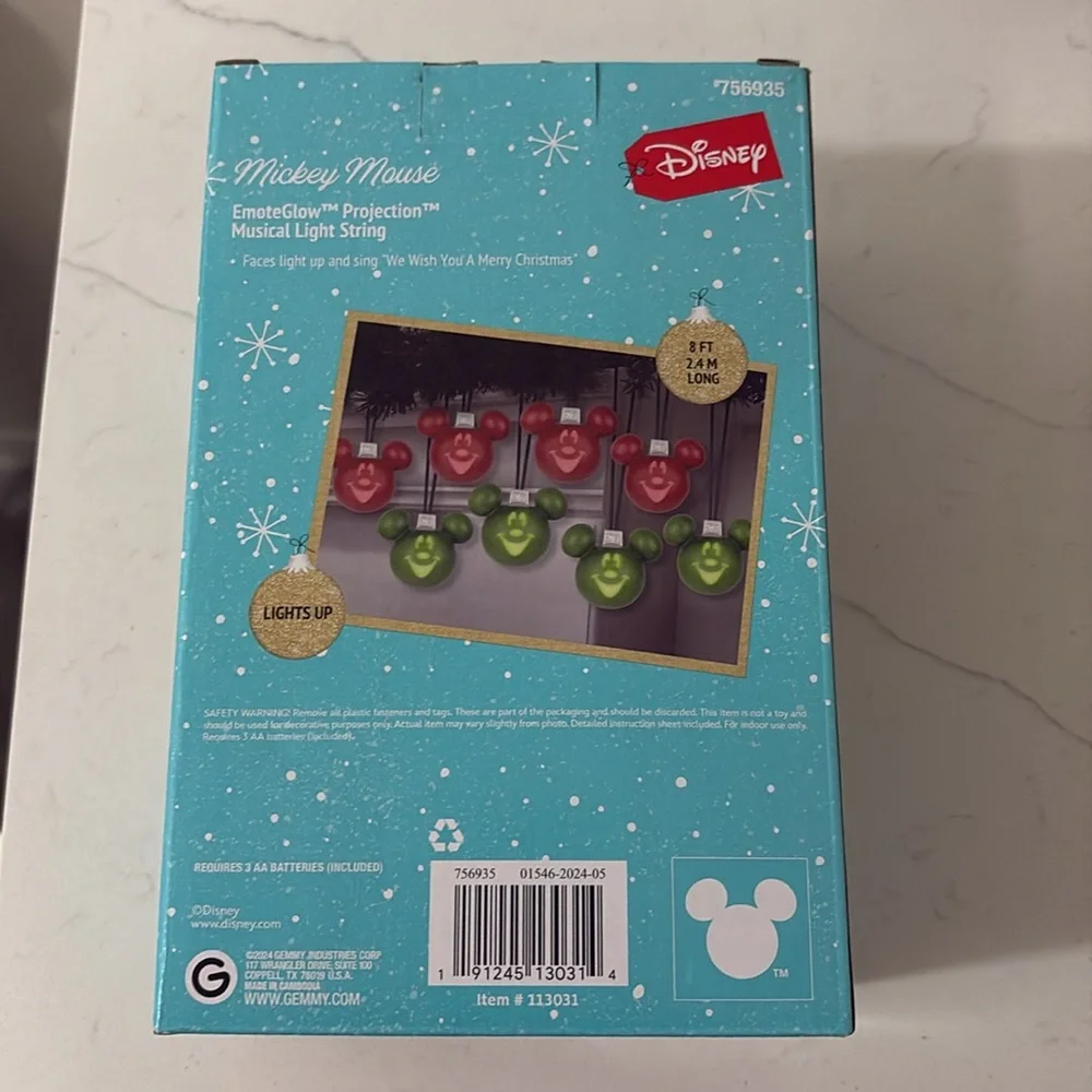 Disney Mickey Mouse Emote glow Projection musical light string Christmas